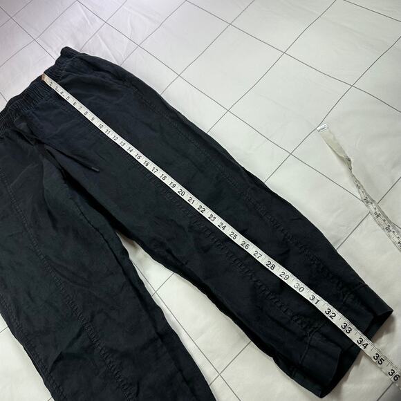 Athleta Pants Womens Medium Petite Black Retreat Linen High Rise Ankle Travel - Picture 12 of 13